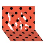 Polka Dots - Black on Tomato Red LOVE 3D Greeting Card (7x5)