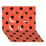 Polka Dots - Black on Tomato Red Clover 3D Greeting Card (7x5)