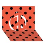 Polka Dots - Black on Tomato Red Peace Sign 3D Greeting Card (7x5)
