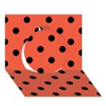 Polka Dots - Black on Tomato Red Circle 3D Greeting Card (7x5)