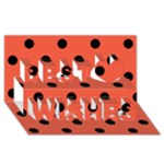 Polka Dots - Black on Tomato Red Best Wish 3D Greeting Card (8x4)