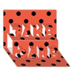 Polka Dots - Black on Tomato Red TAKE CARE 3D Greeting Card (7x5)
