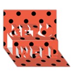 Polka Dots - Black on Tomato Red Get Well 3D Greeting Card (7x5)