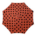 Polka Dots - Black on Tomato Red Golf Umbrella