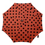 Polka Dots - Black on Tomato Red Hook Handle Umbrella (Medium)