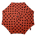 Polka Dots - Black on Tomato Red Hook Handle Umbrella (Small)