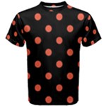 Polka Dots - Tomato Red on Black Men s Cotton Tee