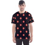 Polka Dots - Tomato Red on Black Men s Sport Mesh Tee