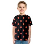 Polka Dots - Tomato Red on Black Kid s Sport Mesh Tee