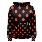 Polka Dots - Tomato Red on Black Women s Pullover Hoodie