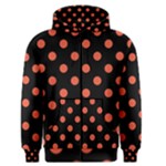 Polka Dots - Tomato Red on Black Men s Zipper Hoodie