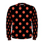 Polka Dots - Tomato Red on Black Men s Sweatshirt