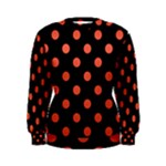 Polka Dots - Tomato Red on Black Women s Sweatshirt