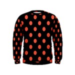 Polka Dots - Tomato Red on Black Kid s Sweatshirt