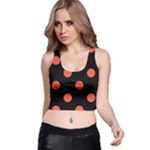 Polka Dots - Tomato Red on Black Racer Back Crop Top