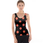 Polka Dots - Tomato Red on Black Tank Top