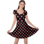 Polka Dots - Tomato Red on Black Cap Sleeve Dress