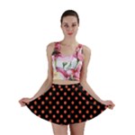 Polka Dots - Tomato Red on Black Mini Skirt