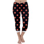 Polka Dots - Tomato Red on Black Capri Winter Leggings