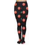 Polka Dots - Tomato Red on Black Women s Tights