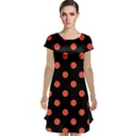 Polka Dots - Tomato Red on Black Cap Sleeve Nightdress