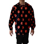 Polka Dots - Tomato Red on Black Hooded Wind Breaker (Kids)
