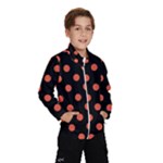 Polka Dots - Tomato Red on Black Wind Breaker (Kids)
