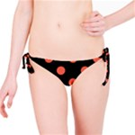 Polka Dots - Tomato Red on Black Bikini Bottom