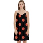 Polka Dots - Tomato Red on Black Women s Reversible Sports Bra with Border