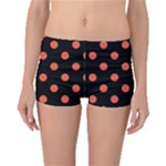 Polka Dots - Tomato Red on Black Boyleg Bikini Bottoms