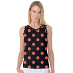 Polka Dots - Tomato Red on Black Women s Basketball Tank Top