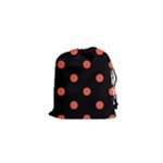 Polka Dots - Tomato Red on Black Drawstring Pouch (XS)