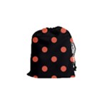 Polka Dots - Tomato Red on Black Drawstring Pouch (S)