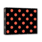 Polka Dots - Tomato Red on Black Deluxe Canvas 14  x 11  (Stretched)