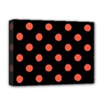 Polka Dots - Tomato Red on Black Deluxe Canvas 16  x 12  (Stretched)