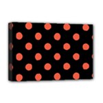 Polka Dots - Tomato Red on Black Deluxe Canvas 18  x 12  (Stretched)