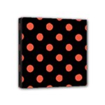 Polka Dots - Tomato Red on Black Mini Canvas 4  x 4  (Stretched)