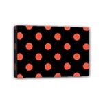 Polka Dots - Tomato Red on Black Mini Canvas 6  x 4  (Stretched)