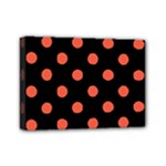 Polka Dots - Tomato Red on Black Mini Canvas 7  x 5  (Stretched)