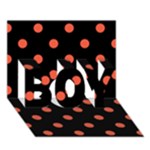 Polka Dots - Tomato Red on Black BOY 3D Greeting Card (7x5)