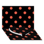 Polka Dots - Tomato Red on Black Heart Bottom 3D Greeting Card (7x5)