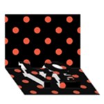 Polka Dots - Tomato Red on Black LOVE Bottom 3D Greeting Card (7x5)