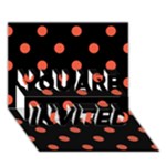 Polka Dots - Tomato Red on Black YOU ARE INVITED 3D Greeting Card (7x5)