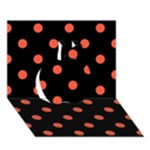 Polka Dots - Tomato Red on Black Apple 3D Greeting Card (7x5)
