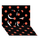 Polka Dots - Tomato Red on Black Clover 3D Greeting Card (7x5)