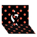 Polka Dots - Tomato Red on Black Ribbon 3D Greeting Card (7x5)