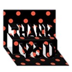 Polka Dots - Tomato Red on Black THANK YOU 3D Greeting Card (7x5)