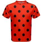 Polka Dots - Black on Ferrari Red Men s Cotton Tee
