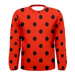 Polka Dots - Black on Ferrari Red Men s Long Sleeve T-shirt