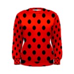 Polka Dots - Black on Ferrari Red Women s Sweatshirt